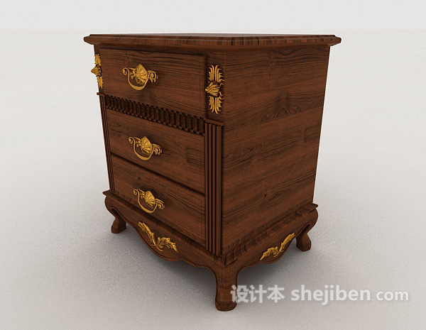 欧式古典床头柜3d模型下载
