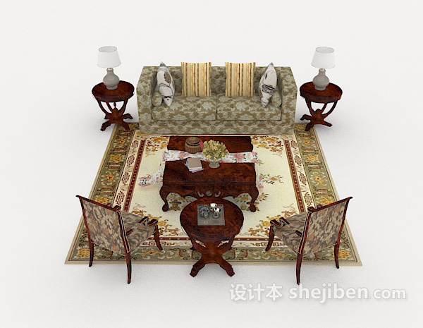 其它新古典风格居家组合沙发3d模型下载
