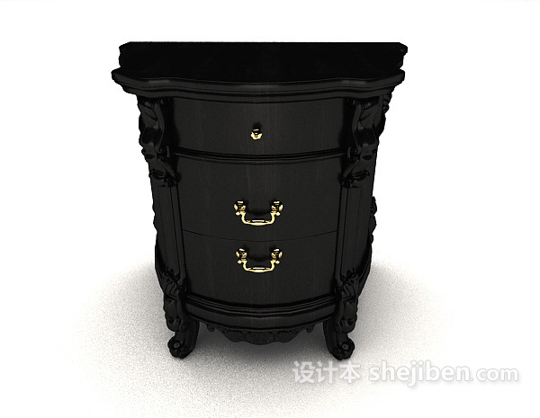 欧式风格黑色欧式床头柜3d模型下载