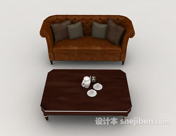 其它新古典风格多人沙发3d模型下载