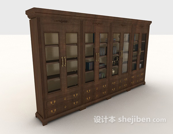 大型欧式书柜3d模型下载