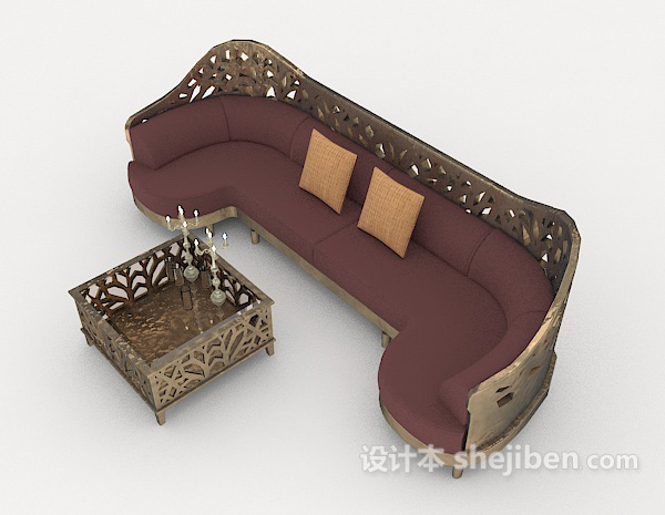 设计本居家简约欧式沙发3d模型下载