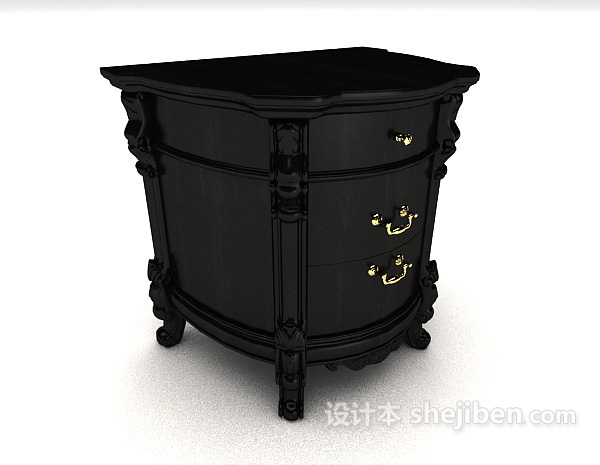 黑色欧式床头柜3d模型下载