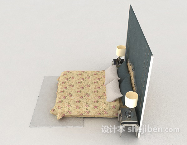 设计本清新欧式家居床3d模型下载