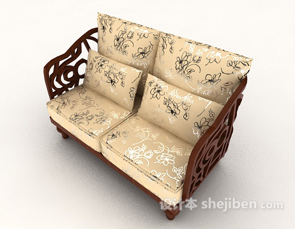 新古典双人沙发3d模型下载