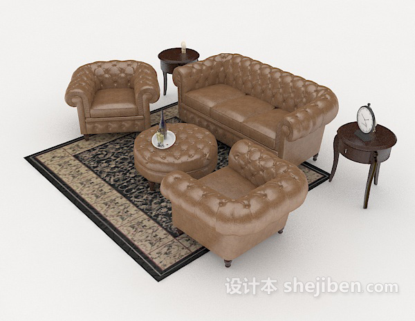 设计本新古典家居组合沙发3d模型下载