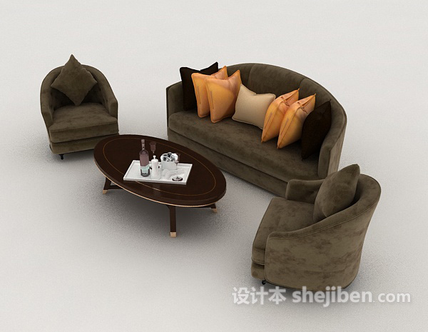 设计本灰色组合沙发3d模型下载