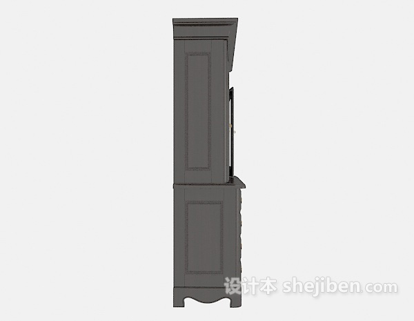 设计本黑色欧式实木书柜3d模型下载