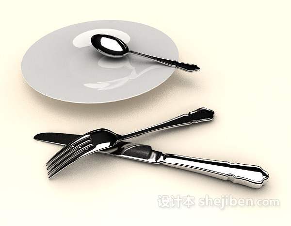 设计本餐具碟勺3d模型下载