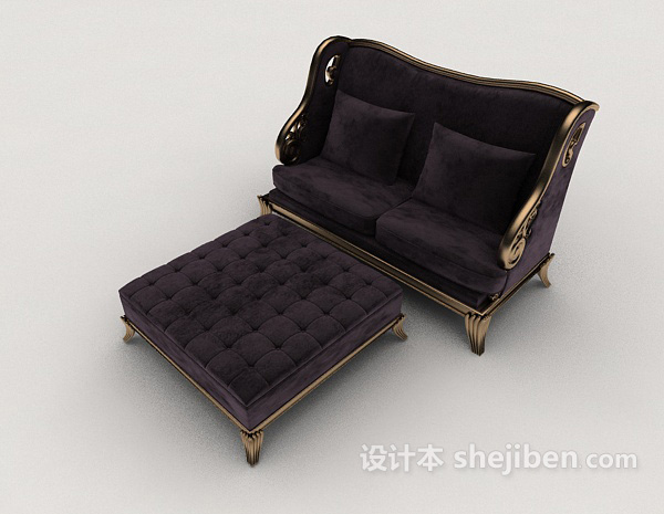 紫色双人休闲沙发3d模型下载