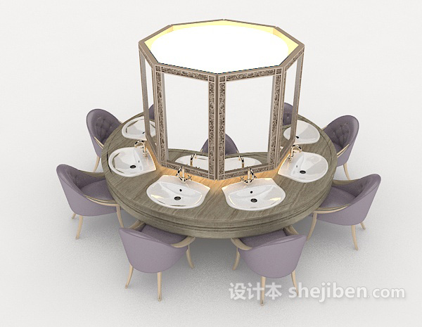 现代风格美容院化妆桌椅3d模型下载