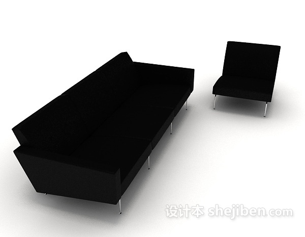 黑色简洁组合沙发3d模型下载