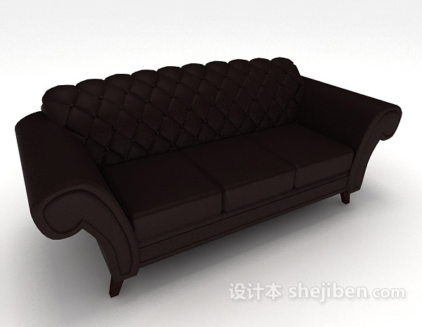 免费深色双人沙发3d模型下载