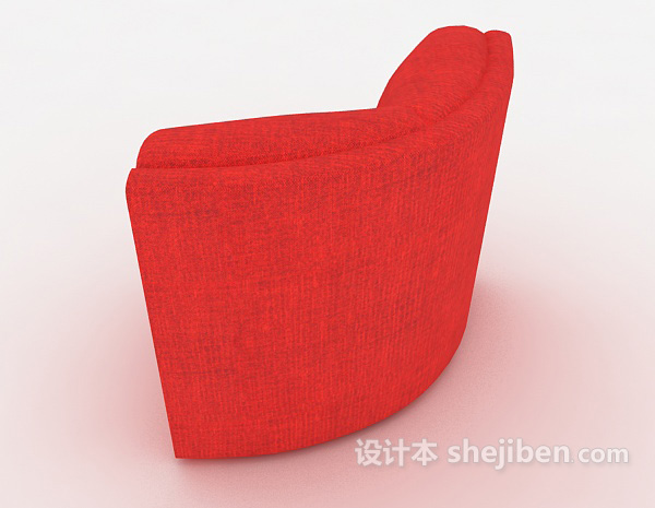 设计本大红色单人沙发3d模型下载