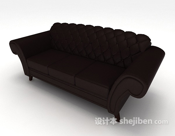 深色双人沙发3d模型下载