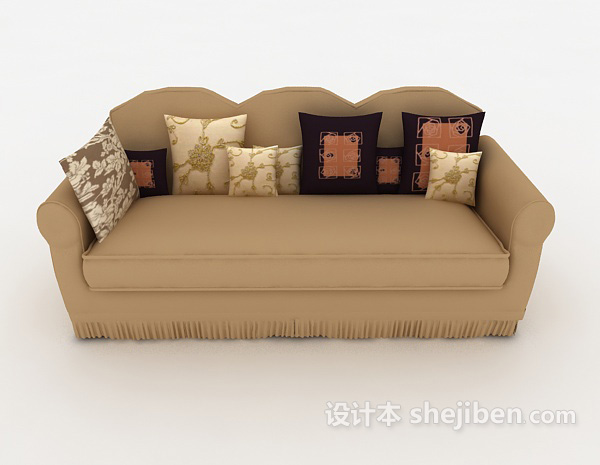 现代风格居家简单多人沙发3d模型下载