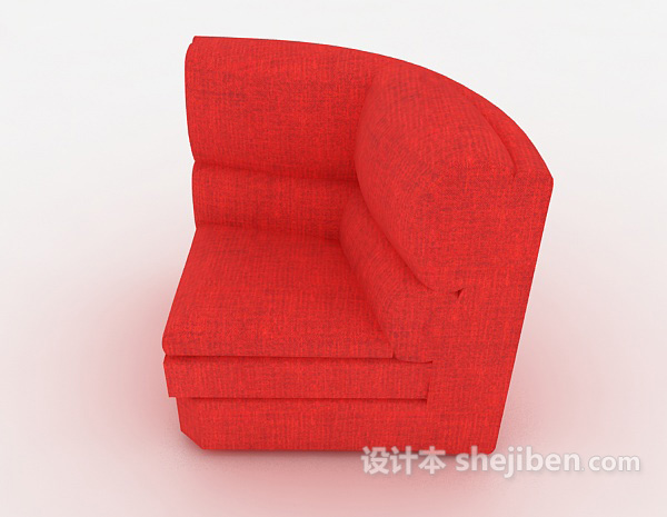 现代风格大红色单人沙发3d模型下载
