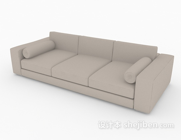 免费灰色家居简约多人沙发3d模型下载