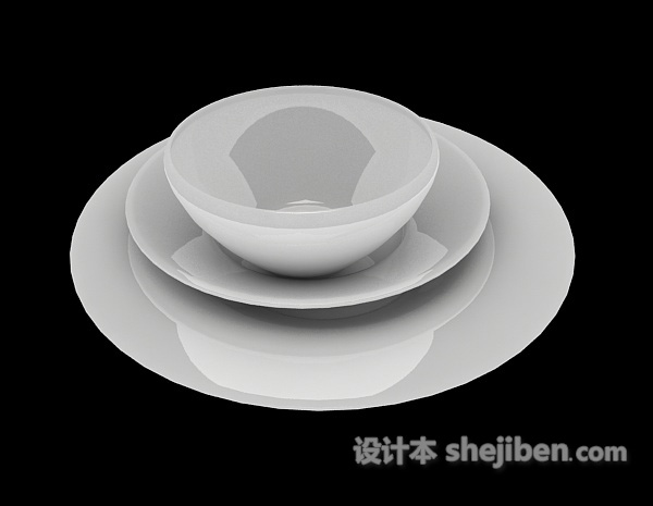 现代风格白色碗碟3d模型下载