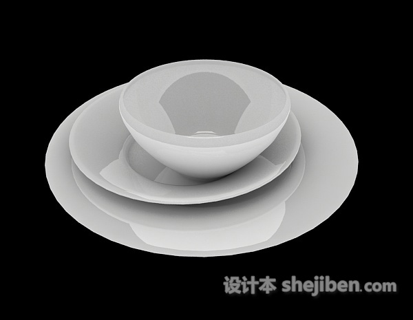 设计本白色碗碟3d模型下载