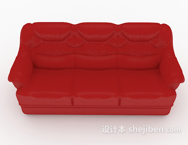 现代风格大红色家居多人沙发3d模型下载