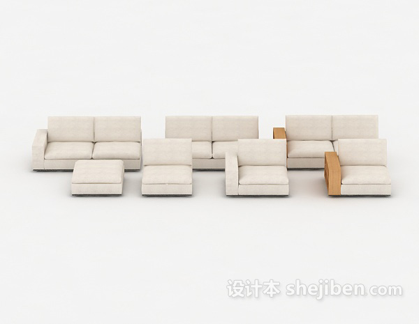 现代风格白色家居沙发集合3d模型下载