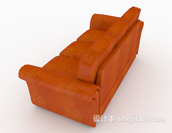 设计本橙色现代多人沙发3d模型下载