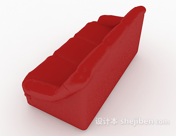 设计本大红色家居多人沙发3d模型下载