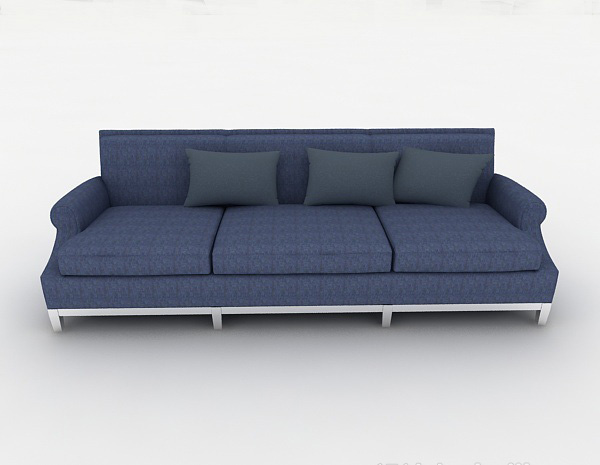 现代风格蓝色家居三人沙发3d模型下载