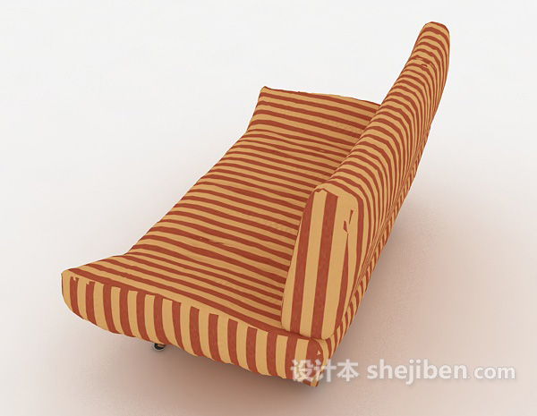 设计本条纹双人沙发3d模型下载