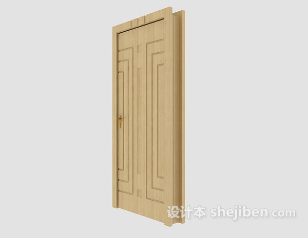 设计本现代黄色实木房门3d模型下载