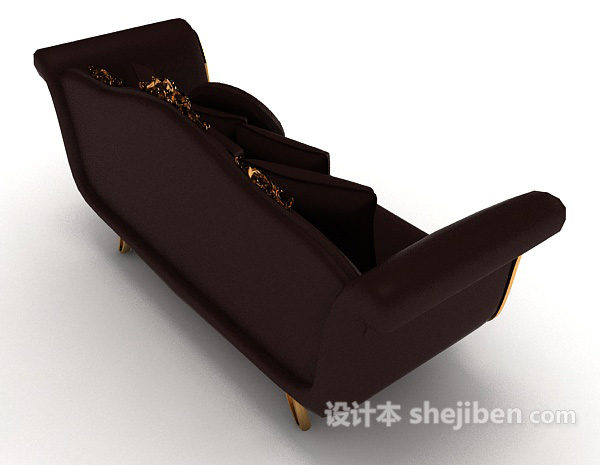 设计本欧式深色多人沙发3d模型下载