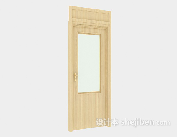 现代风格实木浴室门3d模型下载