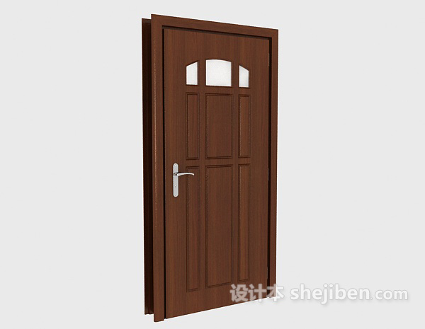 现代风格简约棕色实木房门3d模型下载