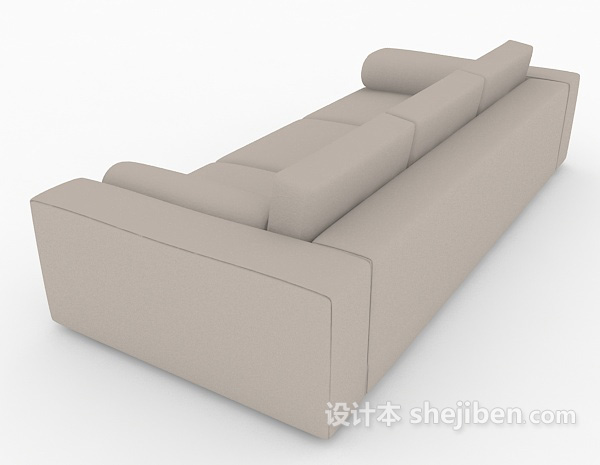 设计本灰色家居简约多人沙发3d模型下载