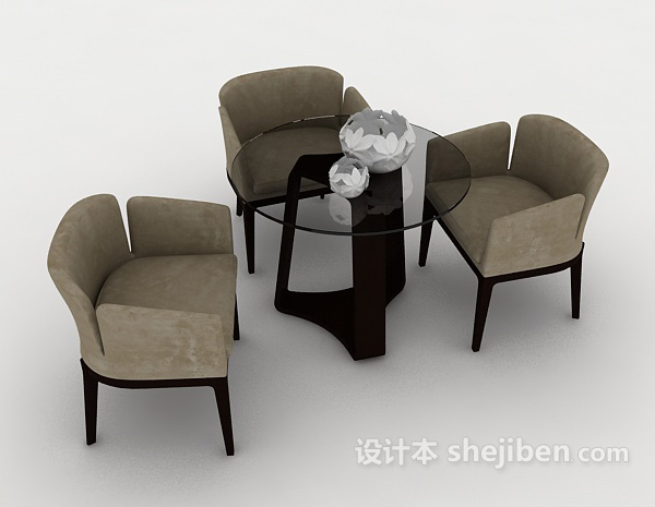休闲三人桌椅组合3d模型下载