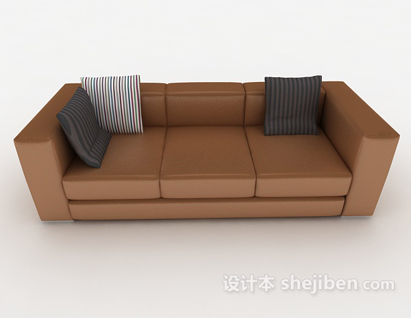 现代风格黄色多人家居沙发3d模型下载