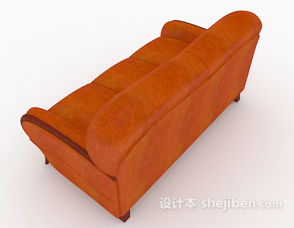 设计本橙色多人沙发3d模型下载