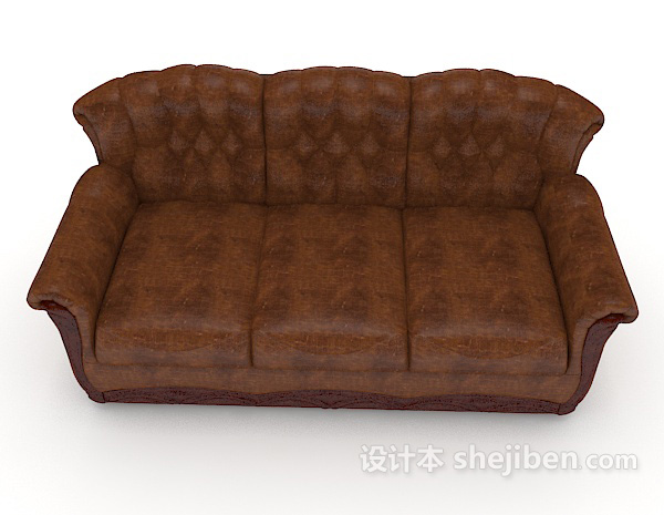 现代风格棕色皮质高档沙发3d模型下载