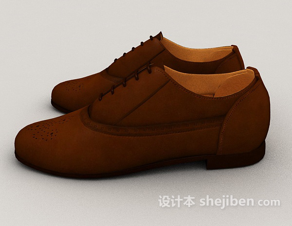 设计本文艺清新平底皮鞋3d模型下载