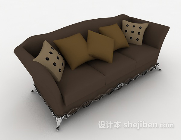 免费深色欧式多人沙发3d模型下载