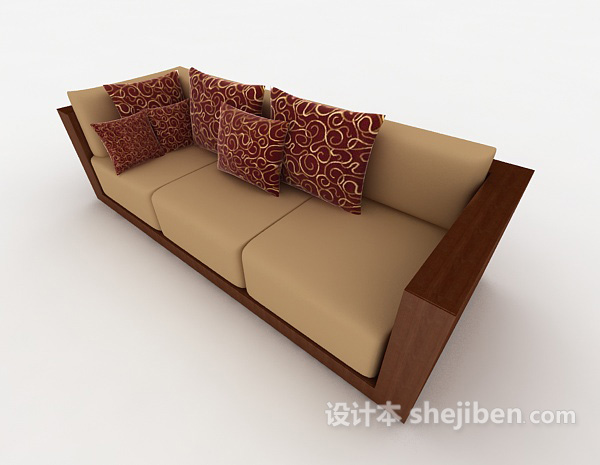 新中式家居多人沙发3d模型下载