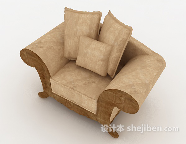 免费欧式复古单人沙发3d模型下载