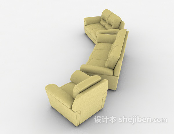 设计本绿色组合家居沙发3d模型下载