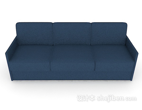 现代风格三人蓝色沙发3d模型下载