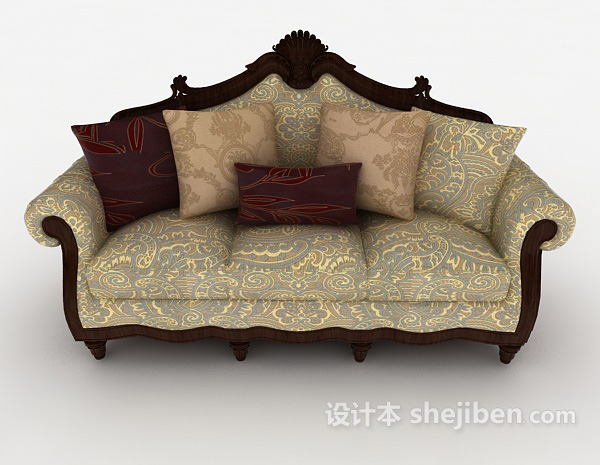 欧式风格高档欧式风格三人沙发3d模型下载