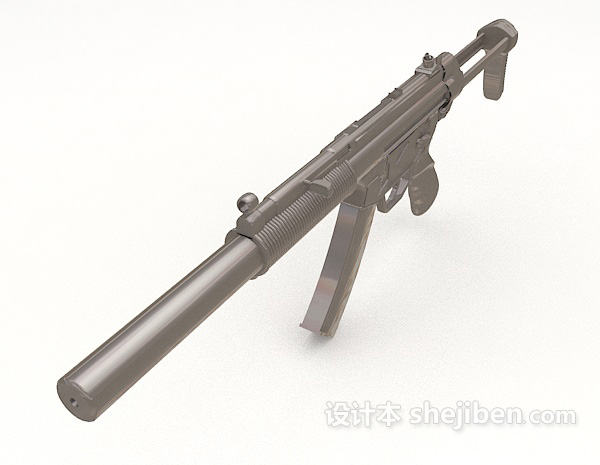 现代风格冲锋枪武器3d模型下载