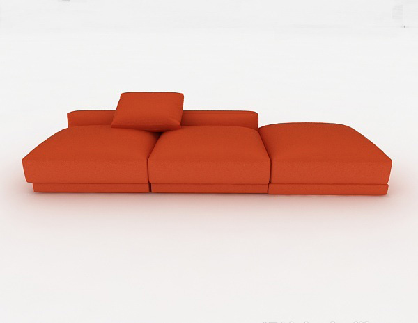 现代风格橙色懒人沙发3d模型下载
