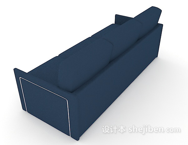 设计本三人蓝色沙发3d模型下载
