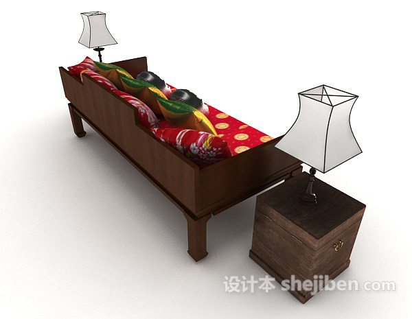 设计本传统中式多人沙发3d模型下载